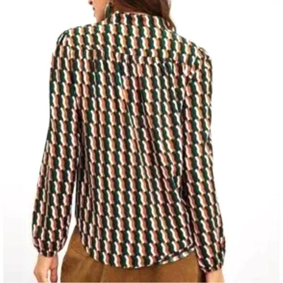 Perfect fall Colors Geometric Print Blouse Size Large - Picture 3 of 7